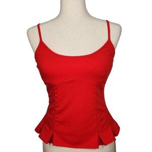 OGL Red Spaghetti Strap Peplum Tank Top